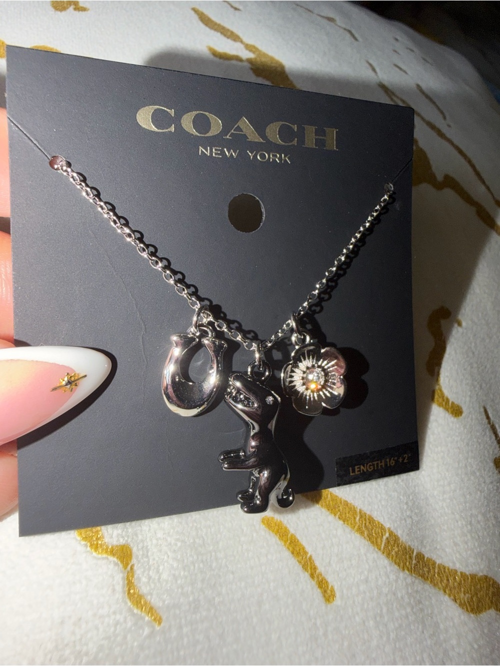 COACH Charm Necklace – Rexy, Signature C&Tea Rose